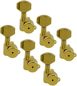 Hipshot Grip-Lock Vintage 6 Inline Bass Side Staggered Closed 8.5mm Tuners with Universal Mounting Plate, Gold