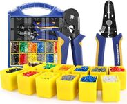 haisstronica Ferrule Crimping Tool kit,23-7 AWG Self-Adjusting Square Wire Ferrule Crimper Set with 2500PCS Wire End Ferrule Terminals(12 Type) and Wire Stripper