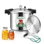 Huanyu 22L Pressure Canner with Pressure Gauge and 15PSI Pressure Weight Can Sterilizer with Alloy Base Compatible for Induction and Gas Stoves Pressure Canners for Canning