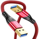 XGMATT USB Cable 1M,5Gbps High Speed Transfer USB to USB Cable USB 3.0 A to A Data Cable Braided Compatible with External Hard Drive/Laptop Cooling Pad/Docking Station/PC/TV/DVD/Printer,Re