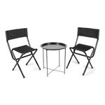 PENG ESSENTIALS BrewBlend Coffee Table with Two Foldable Chair - Black for Home/Study Chair and Restaurant Chair| Ideal for Indoor & Outdoor (Metal Black)