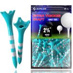 SAPLIZE Extra Thicker Plastic Golf Tees 100 Pack (2-3/4''), More Durable and Stable Golf Tees, Reduce Friction & Side Golf Plastic Tees, Blue