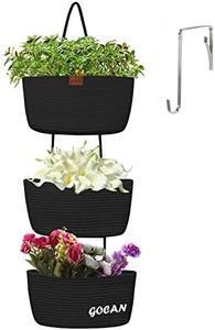 GOCAN Hanging Storage Baskets Over The Door Hanging Basket, 3-Tier Cotton Rope Woven Hanging Organizer, Detachable Decorative Hanging Baskets for Wall Living Room, Bathroom and Bedroom