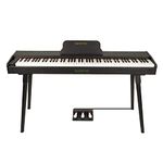 Kadence DP01 Weighted 88 Key Portable Digital Piano with Wooden Stand Black, Power Adapter, Triple Pedal and MIDI Connecting