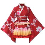 Graceart Japanese Yukata Kimono Costume Anime Cosplay Robe (Red) - Polyester