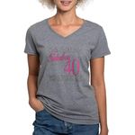 CafePress 40Th Birthday Fabulous Women's V Neck T Shirt Womens Cotton V-Neck T-Shirt Gray