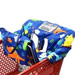 2-in-1 Baby Shopping Trolley Cover Highchair Seat Cushion - Portable Design (Navy Blue Dinosaur)