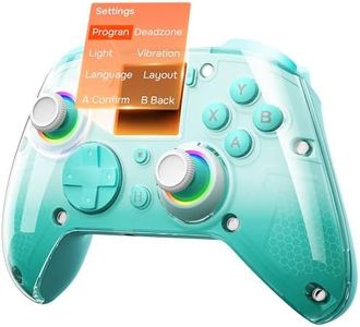 GUSGU G7 Wireless Gaming Controller with Interactive Screen, 1000Hz Polling Rate, Hall Joysticks & Triggers, 4 Programmable Buttons, Compatible with PC, Switch, PS4, iOS, Android, Green