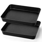 Joyfair Baking Tray Set of 2, Stainless Steel Oven Tray with Non-Stick Coating, Large Baking Sheet Pans/Deep Roasting Pans for Brownie Lasagna Flapjack, Seamless Design & Easy Clean, 31.7x24.8x5cm