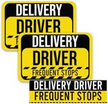 Magnet Me Up Caution Frequent Stops Delivery Driver Automotive Magnet Decal, 3 Pack, Two 8x12 inch and One 3x10 Inch, Automotive Magnet for Car, Flex Delivery Driver, Crafted in USA