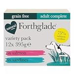 Forthglade Complete Natural Wet Dog Food - Grain Free with vegetables Variety Pack (12 x 395g) Trays - Salmon & Sardines - Adult Dog Food 1 Year+