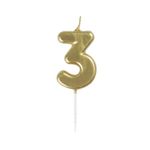 Unique Mini Metallic Gold Number 3 Pick Birthday Candle (3cm x 11cm) - Elegant and Dazzling Party Decoration - Perfect for Birthday/Anniversary Events - 1 Pc