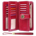 SENDEFN Wallets for Women Leather Credit Card Holder with RFID Blocking Large Capacity Wristlet