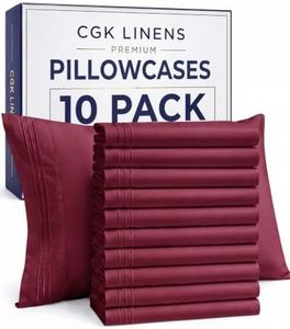 King Pillow Cases Set of 10 - Ultra Soft Hotel Quality Pillowcase Covers - Comfy & Wrinkle Free - Shrink, Stain & Fade Resistant - Easy-Care, Machine Washable Pillow Protectors - 10 Pcs Set - Burgundy