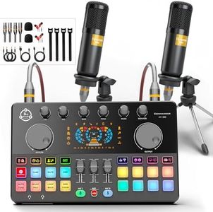 Podcast Equipment Bundle for 2, Audio Mixer Voice Change with XLR Dynamic Microphone, Perfect for Vocal Recording, Podcasting, Streaming,Video Vocals, Singing, PC, Phone, TikTok, COMMANDER M100 3rd