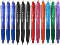 Volcanics Retractable Clicker Erasable Gel Pens, 12-Pack Assorted Colors, 0.7mm Medium Point with Built-In Eraser, Smooth Writing & Smudge-Free, Perfect for School, Office, and Creative Projects