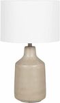 BoutiqueRugs Quezon Modern Concrete Bedside Table Lamp for Bedroom Nightstand - End Side Lighting for Living Room - Shade Linen - Beige, White, Cream - 27" H