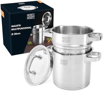 Moritz & Moritz Olla alta para pasta con colador de acero inoxidable 20 cm - Colador Pasta en la tapa - Capacidad hasta 5 litros - Apta para todo tipo de cocinas - Perfecta para hervir, cocer al vapor