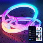 LPDISPLAY Neon LED Strip 3m, RGB-IC Light Strip DIY Colors Changing, Music Sync, Works with Alexa and Google Assistant, Neon Strip Light for Living Room, Bedroom, Wall Decoration, 2.4Ghz WiFi