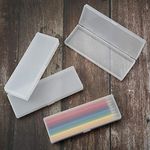 4 Pieces Plastic Pencil Case Plastic Stationery Case with Hinged Lid and Snap Closure for Pencils, Pens, Drill Bits, Office Supplies (White)