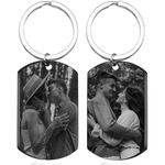 Mocessory Custom Keychain with Picture Personalized Double-sided Photo/Text+Icons/Dog tag Keychains Drive Safe Boy Girlfriend Gifts (Engraving Photo & Photo (1 Piece))