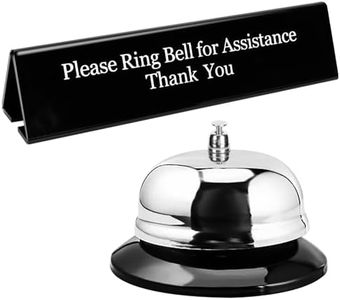 UCEC Desk Bell for Service, Ring Bell Sign, Dinner Bell for Inside, Call Bell & Double-Side Please Ring Bell Sign, No Receptionist Sign, Reception Bell for Hotels Schools Restaurants Reception Areas