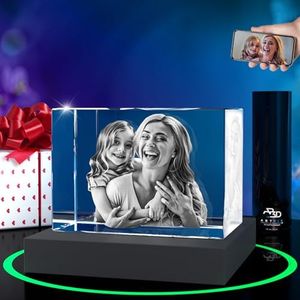 ArtPix 3D Premium Crystal Photo, Personalized Mothers Day Gifts for Mom, Women, Wife, Her, Him, Men, Grandma, Great Customized Gift With Your Own Photo, Custom Glass 3D Laser Etched Picture Frame