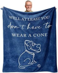 Peliny Chrid Get Well Gifts for Women/Men Blanket Blue 60"X50", Get Well Gifts for Women After Surgery, Get Well Soon Gifts for Men, at Least You Dont Have to Wear A Cone Throw Blankets