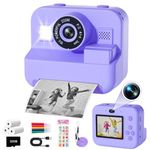 Kids Camera Instant Print - 1080P Camera for Kids with Printing Photo Paper,Toddler Digital Camera for 3 4 5 6 7 8 9 10 Years Old,Birthday Toys Gifts for Girls Aged 3-12 (Purple)