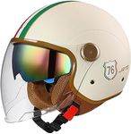 Vespa Motorcycle Half Helmet,DOT/ECE Approved,Retro 3/4 Open Face Motorcycle Half Helmet with Double Sun Visor,Vintage Scooter Moped Helmets for Adult Women and Men (Color : D, Size : M=57-58cm)