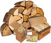 50kg Fire Starter Kit, Kiln Dried Logs For Wood Burners, Stoves & Fireplaces, Kiln Dried Kindling, Natural Firelighters, Matches, Sustainably Sourced Firewood, Logs for Wood Burner