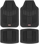 Motor Trend DualFlex™ Rubber Floor Mats for Car Truck Van & SUV - Waterproof Car Floor Mats with Drainage Channels, All-Weather Car Mats with Sporty Two-Tone Design, Automotive Floor Mats (Black)