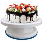 Crownish 28cm White Food Grade Plastic Rotating Pastry Decorating Baking Tools Turntable Cake Stand 360 Degree Rotating