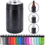 4-in-1 Stainless Steel 12 oz Double Wall Vacuum Insulated Can or Bottle Cooler Keeps Beverage Cold for Hours - Also Fits 16 oz Cans - Powder Coated Black - Clear Water Home Goods