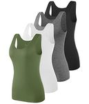 Vislivin Basic Tank Tops for Women Undershirt Tanks Tops Lightweight Camis Tank Tops 4 Pack Black/Gray/White/Army Green XL