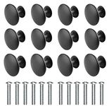 Wajade Round Drawer Knobs 12 Pack Black Cabinet Knobs Drawer Handles Pulls with Screws for Cabinet Wardrobe Drawer Cupboard of Kitchen Bedroom Furniture 30mm