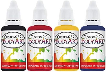 4 Color Airbrush Temporary Tattoo Ink Kit Black, Red, Blue, Yellow