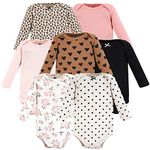 Hudson Baby unisex-baby Cotton Long-sleeve Bodysuits, Cinnamon Pink Prints 7-pack, 3-6 Months