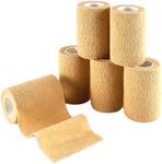 Self Adherent Wrap - Bulk Pack of 6, Athletic Tape Rolls and Sports Wraps, Self Cohesive Non-Woven Adhesive Bandage (3 In x 5 Yards) FDA Approved for Ankle Sprains & Swelling