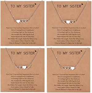 CheersLife 4 Sorelle Collane Gioielleria Svuotare a Forma Di Cuore Abbinato Migliore Amica Amicizia Collana a Distanza Set Regali Per Ragazze E Donne Regali Di Compleanno