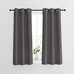 NICETOWN Grey Blackout Curtains - Living Room Curtain 2 Panels, Basement Small Window Curtains Grommet Top Thermal Insulated Curtains Valance, 37 x 54 Inch