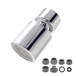 Ainkou Swivel Faucet Aerator, 360 Degree Rotate Kitchen Sink Faucet Head Replacement, 2-Function Flow Faucet Nozzle Soft Stream/Strong Sprayer 22mm Female Thread (Silver)