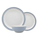 Denby - Elements Blue Dinner Set For 4 - 12 Piece Ceramic Tableware Set - Dishwasher Microwave Safe Crockery Set - 4 x Dinner Plates, 4 x Medium Plates, 4 x Cereal Bowls