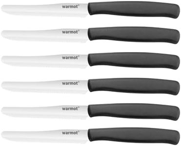 warmot® Steak Knives, Steak Knives Set of 6, High Carbon Stainless Steel Steak Cuts Serrated Blade in Black