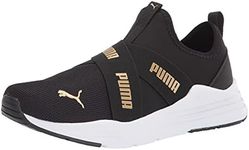 PUMA Unisex-Child Wired Run Slip on Sneaker, Black/Team Gold, 5 Big Kid