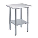 Profeeshaw Stainless Steel Prep Table NSF Commercial Work Table with Undershelf for Kitchen Restaurant 24×24 Inch