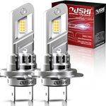 OUSHI H7 LED Headlight Bulbs, Upgraded 600% 6500K Xenon White 1:1 Mini Size H7 LED Bulbs, 16000LM Plug and Play H7 Bulb, Pack of 2