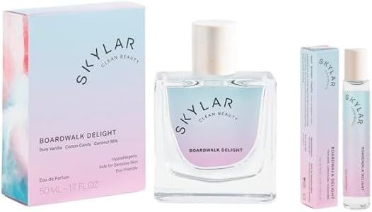 Skylar Boardwalk Delight Hypoallergenic Vegan Perfume - Notes of Cotton Candy, Vanilla & Coconut Milk Roller + Full Size