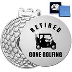 HSSPIRITZ Funny Golf Ball Marker with Magnetic Hat Clip Stainless Steel,Novelty Golf Accessory with Gift Box,Best Golf Gifts for Men Women Coworker Boss Christmas Father's Day(Retired Gone Golfing)