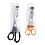 Korbond Scissor Twin Pack - 8 Inch & 5 Inch - Ambidextrous & Comfort Grip, Silver